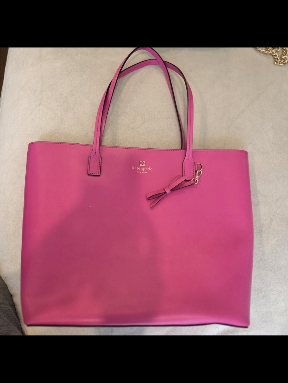 Kate spade Bright Pink Leather Tote with Bow Charm